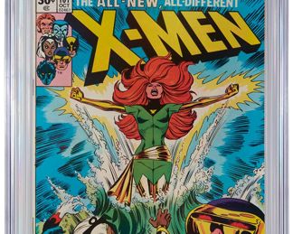 88
X-Men #101 (Marvel Comics, 1976)
First appearance and origin of Phoenix
Label: universal
Restoration Status: unrestored
Grader Notes: none
Publisher: Marvel Comics
Page Quality: white pages
Estimate: $1,800 - $2,400