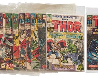 96
A Group Of Silver Age Marvel Journey Into Mystery Thor Comics
Comprising #112 (Hulk/Thor Battle Cover), #131, #132, #133, #134, #137, #139, #145, #151, #155, #156, #157, #158, #159, #160, #161, #162, #163, #164, and Annual #1

20 pieces
Estimate: $300 - $500