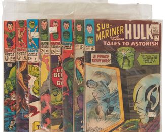 102
A Group Of Silver Age Marvel Tales To Astonish Comics
Comprising #72, #73, #79, #84, #89, #91, #92, and #101 (Vol. 1)

8 pieces
Estimate: $100 - $200