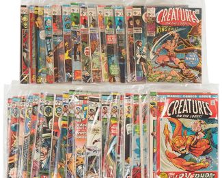 134
A Group Of Marvel Horror Tower Of Shadows And Creatures On The Loose Comics
The Bronze Age comics comprising the full run starting with Tower of Shadows, continuing on to Creatures on the Loose, comprising Tower of Shadows #1-9; Creatures on the Loose (Vol. 1): #10 (first King Kull), and #11-37

38 pieces
Estimate: $200 - $400