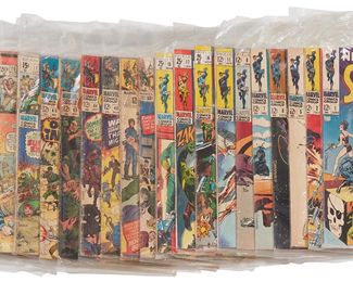 137
A Group Of Marvel Nick Fury Comics
Comprising Nick Fury, Agent of Shield #1, #2, #5, #6, #7, #8, #11, #16, #17, and #18; Sgt. Fury and his Howling Commandos #10, #22, #40, #44, #45, #49, #71, #116, #147, #151, Special #6, and Special #7

22 pieces
Estimate: $200 - $400