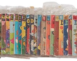 151
A Group Of Dell And Gold Key Walt Disney Stories
The Golden and Silver Age stories comprising Christmas Parade #5, #3, #6, Daisy and Donald #17, #18, #27, Dell Giant #26, #47, #55, Donald and Mickey In Disneyland #1, Donald Duck #39, #45, #51, #52, #70, #71, #80 Donald Duck Beach Party, #6, Four Color #1182, #1239, #286, #339, #353, #450, Huey Dewey and Louie #4, #5, #25, #36, #39, #40, Mickey Mouse Summer Fun #1, Picnic Party #7, Walt Disney's Comic and Stories #121, #144, #147, #180, #191, #196, #219, #94, #3, #4, #8, #9, #10, #1, and #3

47 pieces
Estimate: $100 - $200