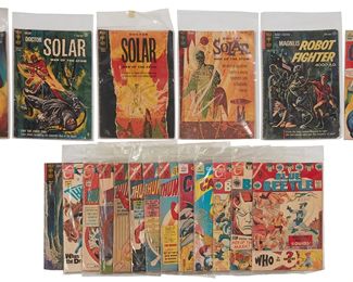 155
A Group Of Silver Age Comics
Comprising Blue Beetle (Charlton) #1, #4, #5; Captain Marvel (MF Enterprises) #1, #2, #3; Thunderbolt (Charlton) #1, #52, #54, #56, #58, #59, #60; Magnus, Robot Fighter (Gold Key) #1; Doctor Solar, Man of the Atom (Gold Key) #1, #2, #3, #5, and #15

19 pieces
Estimate: $100 - $200