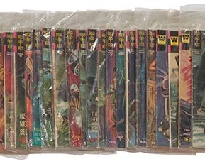 159
A Group Of Gold Key Twilight Zone Comics
Comprising #1, #3, #5, #11, #17, #18, #24, #26, #27, #31, #32, #33, #34, #35, #37, #39, #40, #41, #42, #43, #44, #45, #46, #47, #48, #52, #56, #58, #59, #64, #65, #69, #72, #74, #76, #77, #84 (first Frank Miller Art)

37 pieces
Estimate: $200 - $300