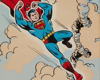 164
20th Century American Comic Book Style
Superman
Glow-in-the-dark print in colors on paper
Appears unsigned; with the printed copyright lower left: © Superman INC.
Sight: 9.75" H x 7.75" W
Estimate: $300 - $500
