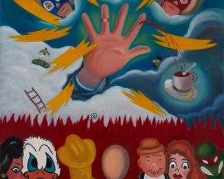 195
Barry Wolfryd
b. 1952
"An Isolated Incident," 1996
Oil on canvas
Signed and dated upper left: Wolfryd; titled verso
39" H x 31" W
Estimate: $500 - $700