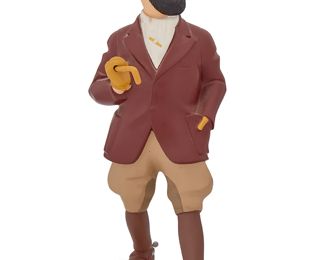 218
1998
A Leblon-Delienne "Tintin" Figurine Of Captain Haddock
Edition: 787/800
Marked: Herge / Moulinsart © / FN 787/800
The polychrome resin figurine of "Tintin" character Captain Haddock wearing johdpurs, depicted from the album "Les Sept Boules de Cristal," or, "The 7 Crystal Balls," sculpted by Marie Leblon for the "Classic" collection of Leblon Tintin "Blue Boxes," manufactured by Leblon-Delienne for Herge/Moulinsart
With stand: 9.5" H x 3.875" W x 5.875" D
Estimate: $500 - $700