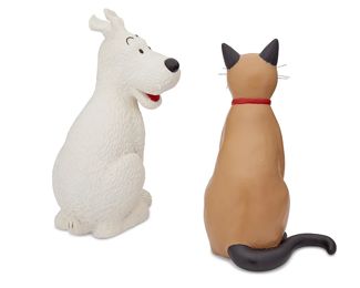 222
2008
Two Pixi "Tintin" Figurines Of Snowy And Cat
Edition 469 of unspecified size
Each marked to underside: © Herge/Moulinsart / Les Images Mythiques
The polychrome resin figurines of "Tintin" dog Snowy (Milou) and a cat, depicted from the album "L'Affaire Tournesol," or, "The Calculus Affair," made by Pixi workshops for "The Mythical Images" collection by Herge/Moulinsart
Dog: 8.5" H x 5.125" W x 4.325" D; cat: 7.875" H x 5.125" W x 6.125" D
Estimate: $400 - $600