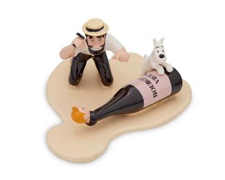 225
2010
A Pixi "Tintin" Figural Scene "Haddock Et Le Bourgogne Vieux"
Edition: 794/1000
Stamped to underside: © Herge/Moulinsart / 2003
The polychrome lead figures of Captain Haddock, Tintin, and Snowy (Milou), depicted from the album "Le Crabe Aux Pinces D'or," or, "The Crab with the Golden Claws," made by the Pixi workshop for the "Dreams and Nightmares" collection of Pixi Tintin "Blue Boxes" for Herge/Moulinsart
2.125" H x 4.5" W x 3.125" D
Estimate: $300 - $500