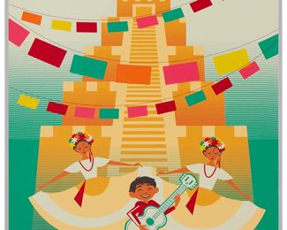 230
Eric Tan (20th Century) And Stacey Aoyama (20th Century)
"EPCOT 40th Anniversary - Mexico," 2019
Screenprint in colors on metallic silver paper
Edition: AP 2/25 (aside from the edition of 100 on the same paper)
Unsigned; numbered in ink lower left and with the Disney copyright lower right; Cyclops Print Works, Los Angeles, CA, prntr.; Walt Disney Company, Burbank, CA, pub.
Image/Sheet: 27" H x 18" W
Estimate: $300 - $500