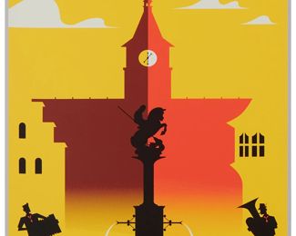 236
Eric Tan (20th Century) And Stacey Aoyama (20th Century)
"EPCOT 40th Anniversary - Germany," 2019
Screenprint in colors on metallic silver paper
Edition: AP 2/25 (aside from the edition of 100 on the same paper)
Unsigned; numbered in ink lower left and with the Disney copyright lower right; Cyclops Print Works, Los Angeles, CA, prntr.; Walt Disney Company, Burbank, CA, pub.
Image/Sheet: 27" H x 18" W
Estimate: $300 - $500