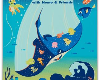 241
Eric Tan (20th Century) And Stacey Aoyama (20th Century)
"EPCOT 40th Anniversary - The Seas With Nemo & Friends," 2019
Screenprint in colors on metallic silver paper
Edition: AP 2/25 (aside from the edition of 100 on the same paper)
Unsigned; numbered in ink lower left and with the Disney copyright lower right; Cyclops Print Works, Los Angeles, CA, prntr.; Walt Disney Company, Burbank, CA, pub.
Image/Sheet: 27" H x 18" W
Estimate: $300 - $500