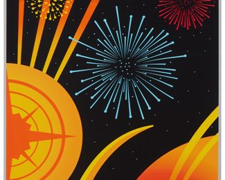 245
Eric Tan (20th Century) And Stacey Aoyama (20th Century)
"EPCOT 40th Anniversary - Harmonious," 2019
Screenprint in colors on metallic silver paper
Edition: AP 2/25 (aside from the edition of 100 on the same paper)
Unsigned; numbered in ink lower left and with the Disney copyright lower right; Cyclops Print Works, Los Angeles, CA, prntr.; Walt Disney Company, Burbank, CA, pub.
Image/Sheet: 27" H x 18" W
Estimate: $300 - $500