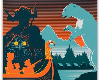 246
Eric Tan (20th Century) And Stacey Aoyama (20th Century)
"EPCOT 40th Anniversary - Maelstrom," 2019
Screenprint in colors on metallic silver paper
Edition: AP 2/25 (aside from the edition of 100 on the same paper)
Unsigned; numbered in ink lower left and with the Disney copyright lower right; Cyclops Print Works, Los Angeles, CA, prntr.; Walt Disney Company, Burbank, CA, pub.
Image/Sheet: 27" H x 18" W
Estimate: $300 - $500