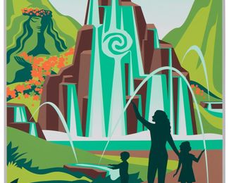 247
Eric Tan (20th Century) And Stacey Aoyama (20th Century)
"EPCOT 40th Anniversary - Journey Of Water," 2019
Screenprint in colors on metallic silver paper
Edition: AP 2/25 (aside from the edition of 100 on the same paper)
Unsigned; numbered in ink lower left and with the Disney copyright lower right; Cyclops Print Works, Los Angeles, CA, prntr.; Walt Disney Company, Burbank, CA, pub.
Image/Sheet: 27" H x 18" W
Estimate: $300 - $500