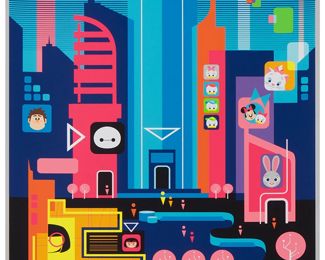 248
Eric Tan (20th Century) And Stacey Aoyama (20th Century)
"EPCOT 40th Anniversary - Play!," 2019
Screenprint in colors on metallic silver paper
Edition: AP 2/25 (aside from the edition of 100 on the same paper)
Unsigned; numbered in ink lower left and with the Disney copyright lower right; Cyclops Print Works, Los Angeles, CA, prntr.; Walt Disney Company, Burbank, CA, pub.
Image/Sheet: 27" H x 18" W
Estimate: $300 - $500