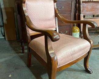 Empire Arm Chair with Ball and Claw Feet, pink fabric