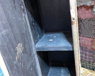 small wooden primitive cabinet 2 open door view