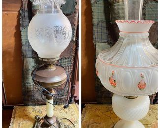 Banquet lamp, and White Aladdin lamp with shade