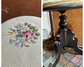 organ stool with needlepoint
