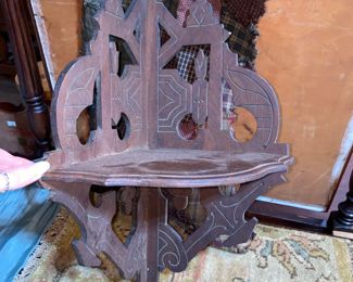 Victorian carved wooden shelf
