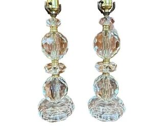 Lot 1005   3 Bid(s)
Set of Two Vintage Mid Century 1960's Four-Tier Crystal Tower Table Top Lamps