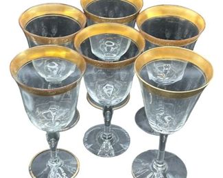 Lot 1008   1 Bid(s)
Set of Six Gold Encrusted Tiffin Wine Glasses
