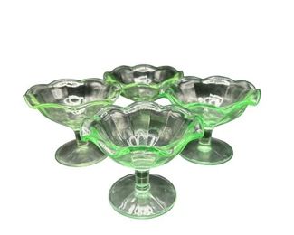 Lot 1032   7 Bid(s)
Set of Four Vintage Green Uranium Glass Stemmed Dessert Glasses