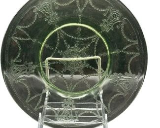 Lot 1034   1 Bid(s)
Vintage Cameo Green Depression Glass Soup Bowll