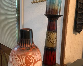 pottery vase, candlestick