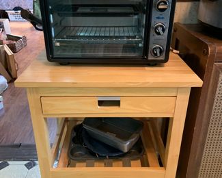 rolling cart, toaster oven