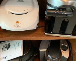 George Foreman grill, revolving waffle maker, Keurig coffee pot, instant pot