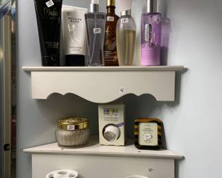 lotions and shelves, 