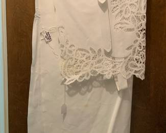 Battenburg lace tablecloth and apron, from Ireland!