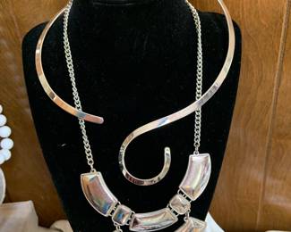 2 silver necklaces