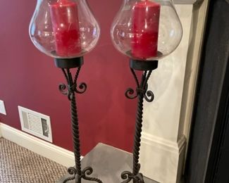 Floor globed candle holders