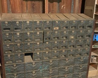 Antique Early 1900s Flying Eagle Mailboxes / Bank Boxes Unit - 55 Boxes Total