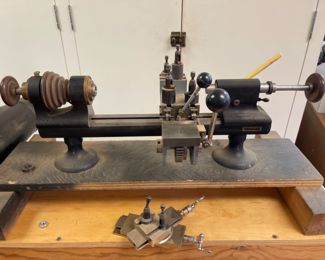 Antique FW Derbyshire Inc Watchmakers Lathe w/ Cross Slide