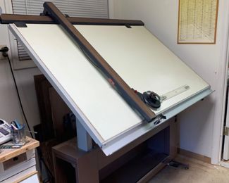 	Vintage Bruning Accutrac Drafting Table w/ Vemco Drafting Machines