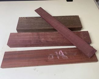 Quality Purpleheart Wood Trio & Bloodwood Slab