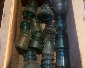 Wood Crate of 14 Glass Insulators - Set 2