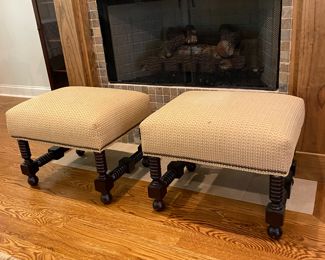 Beautiful Jenny Lind Style Matching Upholstered Stools
