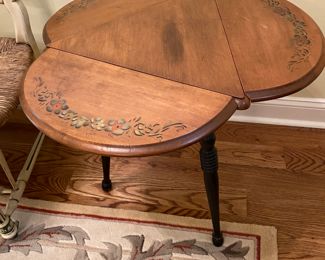 Small Floral Painted Drop Leaf Side Table