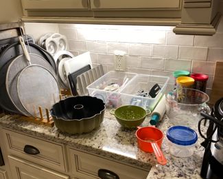 Assorted Bakeware/Tervis Tumblers/Pyrex Prep Bowl/Kitchen Utensils