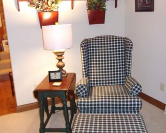 Plunket wing chair & ottoman