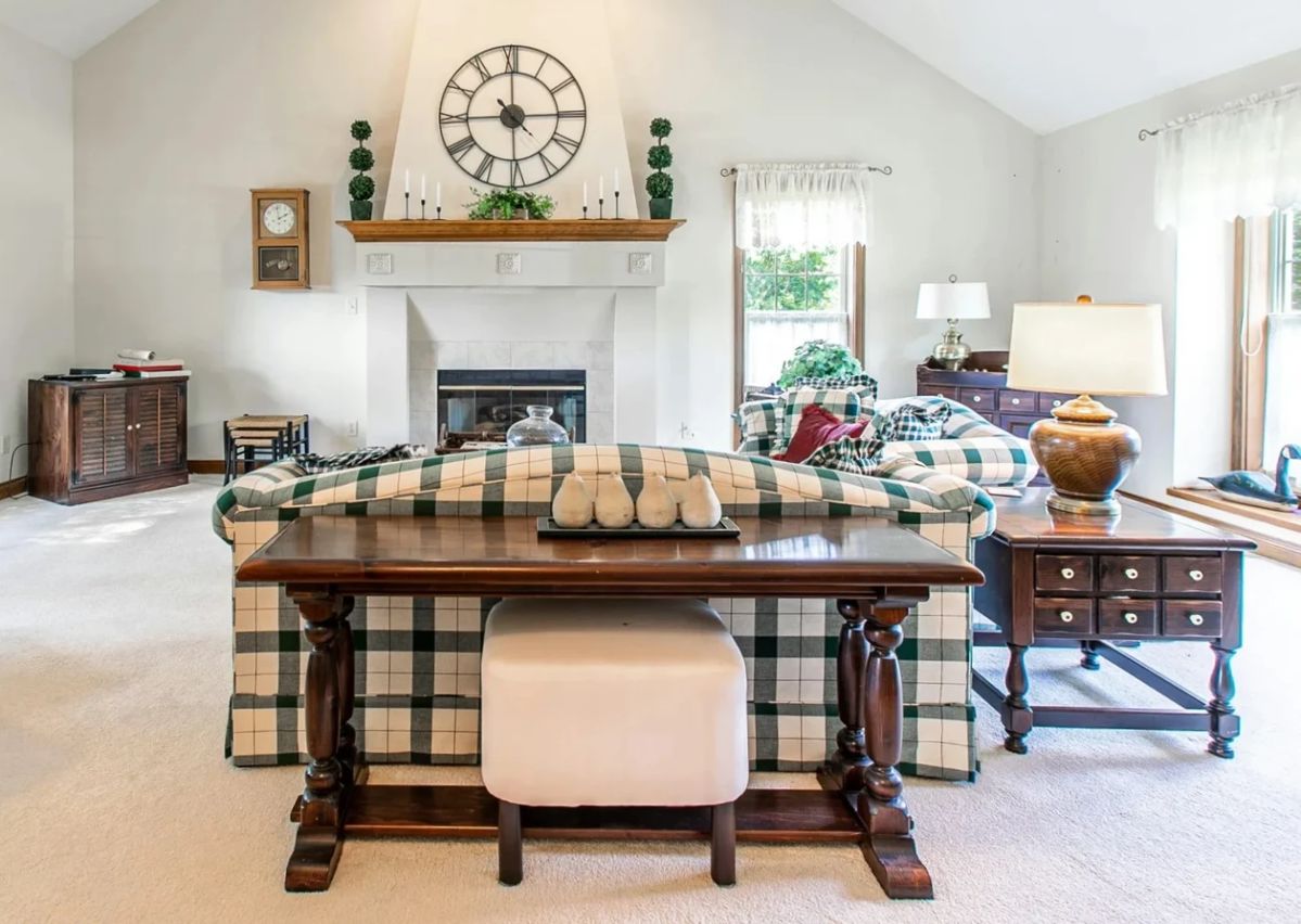 Ethan Allen and Plunkett furniture abounds