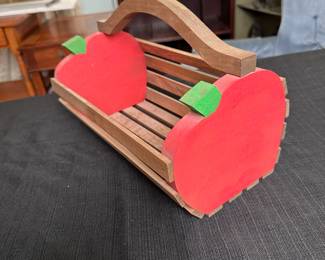 Small wooden basket with apple sides 6"H x 12"L