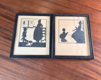 Pair of vintage sillouette prints 10" x 8"