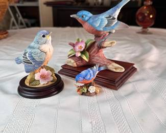 Grouping of Bluebirds Andrea by Sadek & Lefton, tallest is 8"H