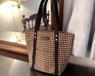 Longaberger black & cream check purse, gentle wear, 8" x 10"
